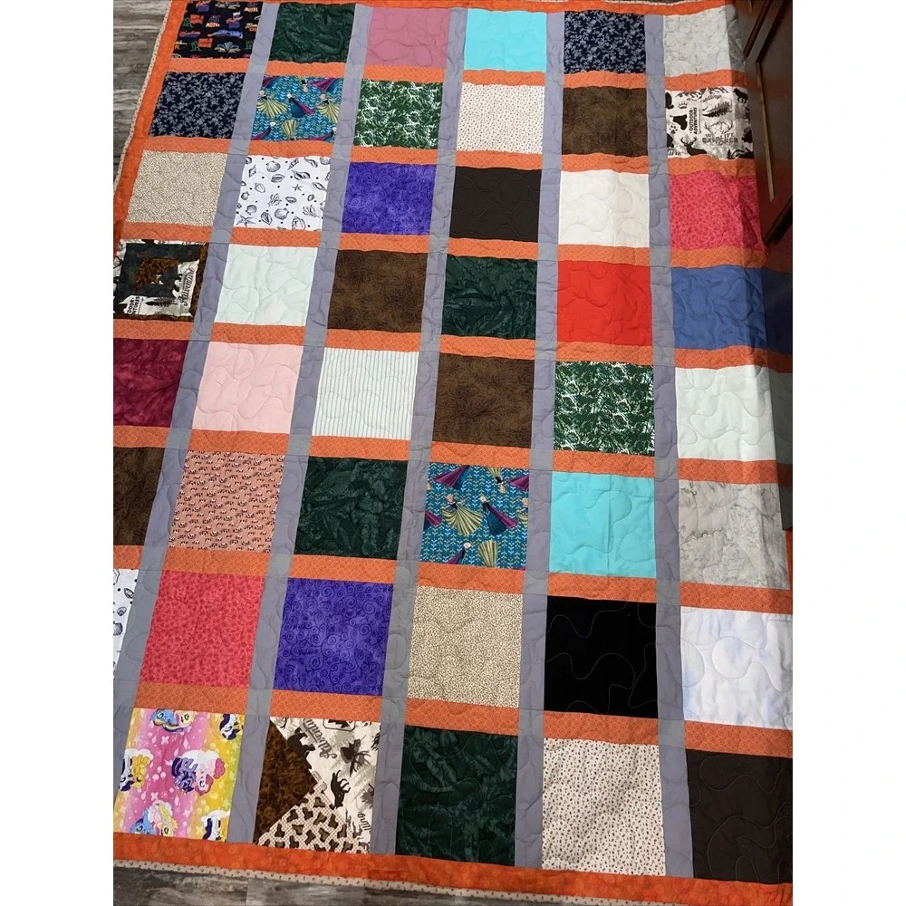 Handmade girls quilt Frozen princess Anna Elsa quilt blanket Flannel Lined 88x66